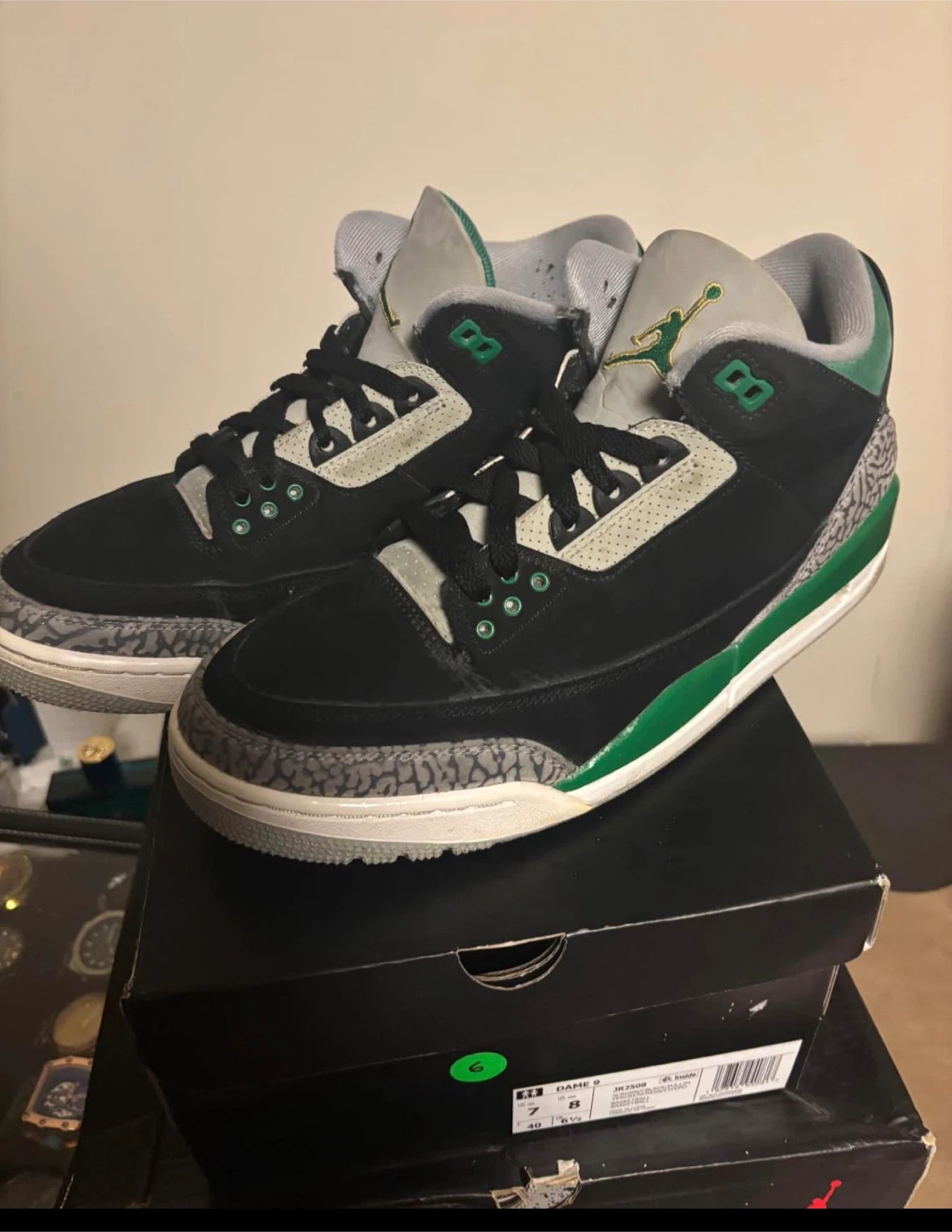 Air Jordan 3 Retro Pine Green Sneakers - photo 2