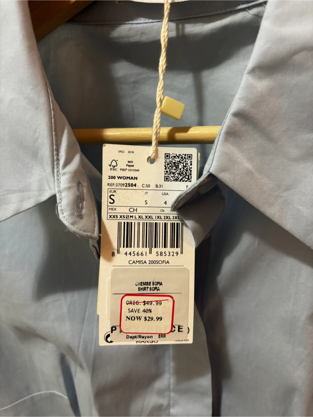 Mango Button-Up Shirt - Light Blue - photo 5