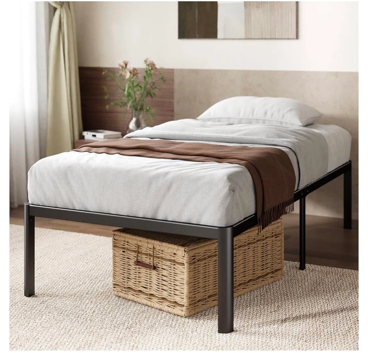16 Inch Bed Frame with Steel Slat Support