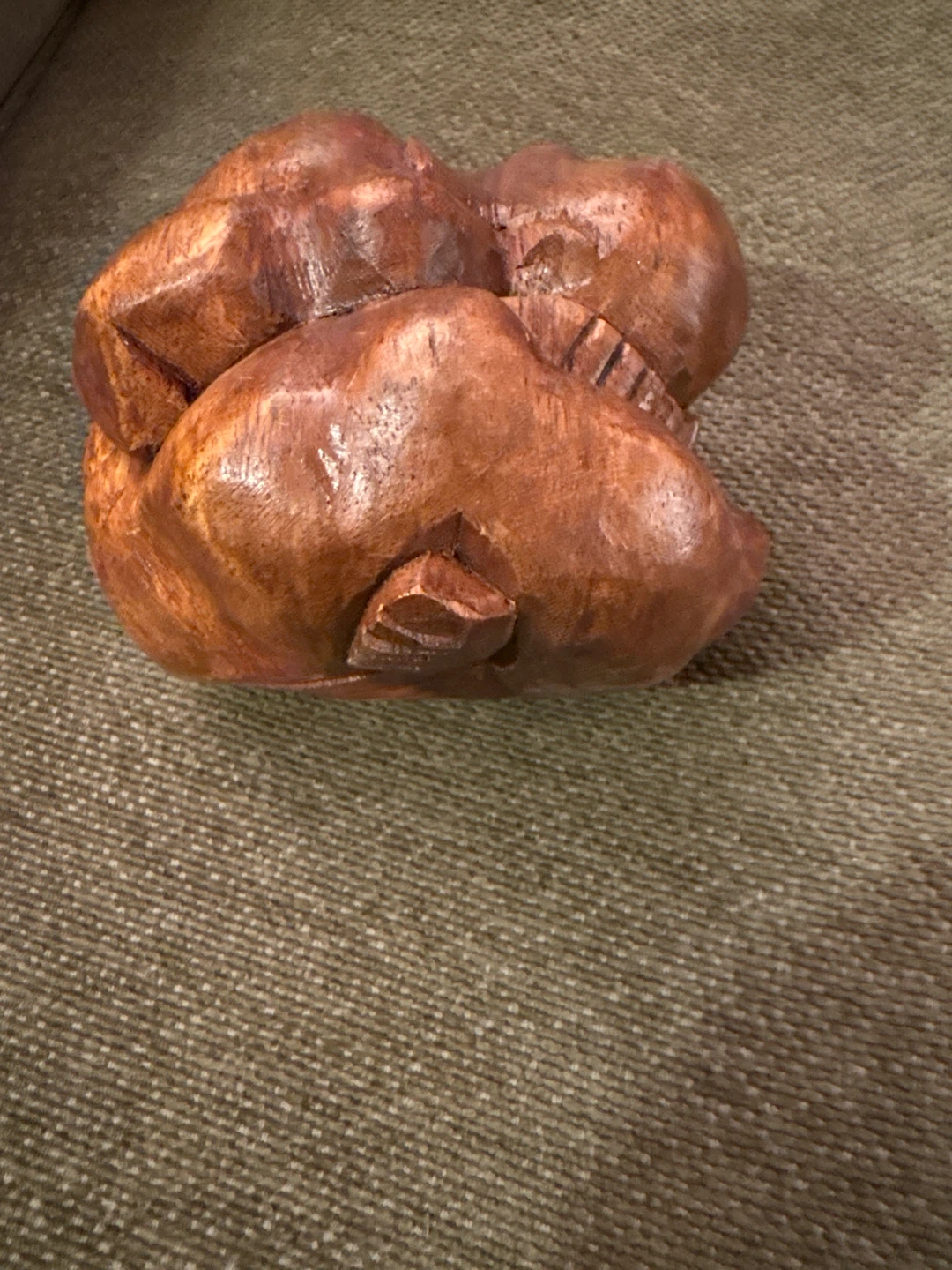 Hand Carved Wooden Weeping Buddha Statue - photo 2