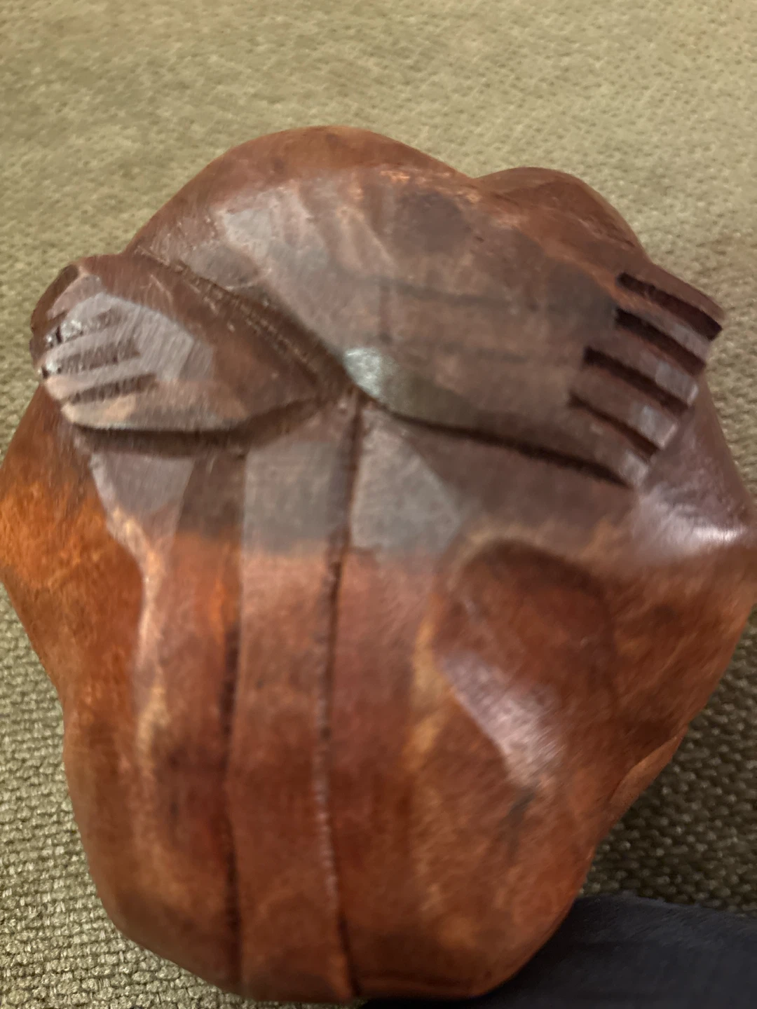 Hand Carved Wooden Weeping Buddha Statue - photo 4
