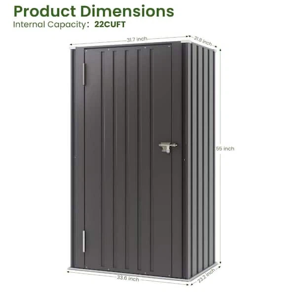 Outdoor Storage Black Metal Shed, Storage Cabinet - photo 2