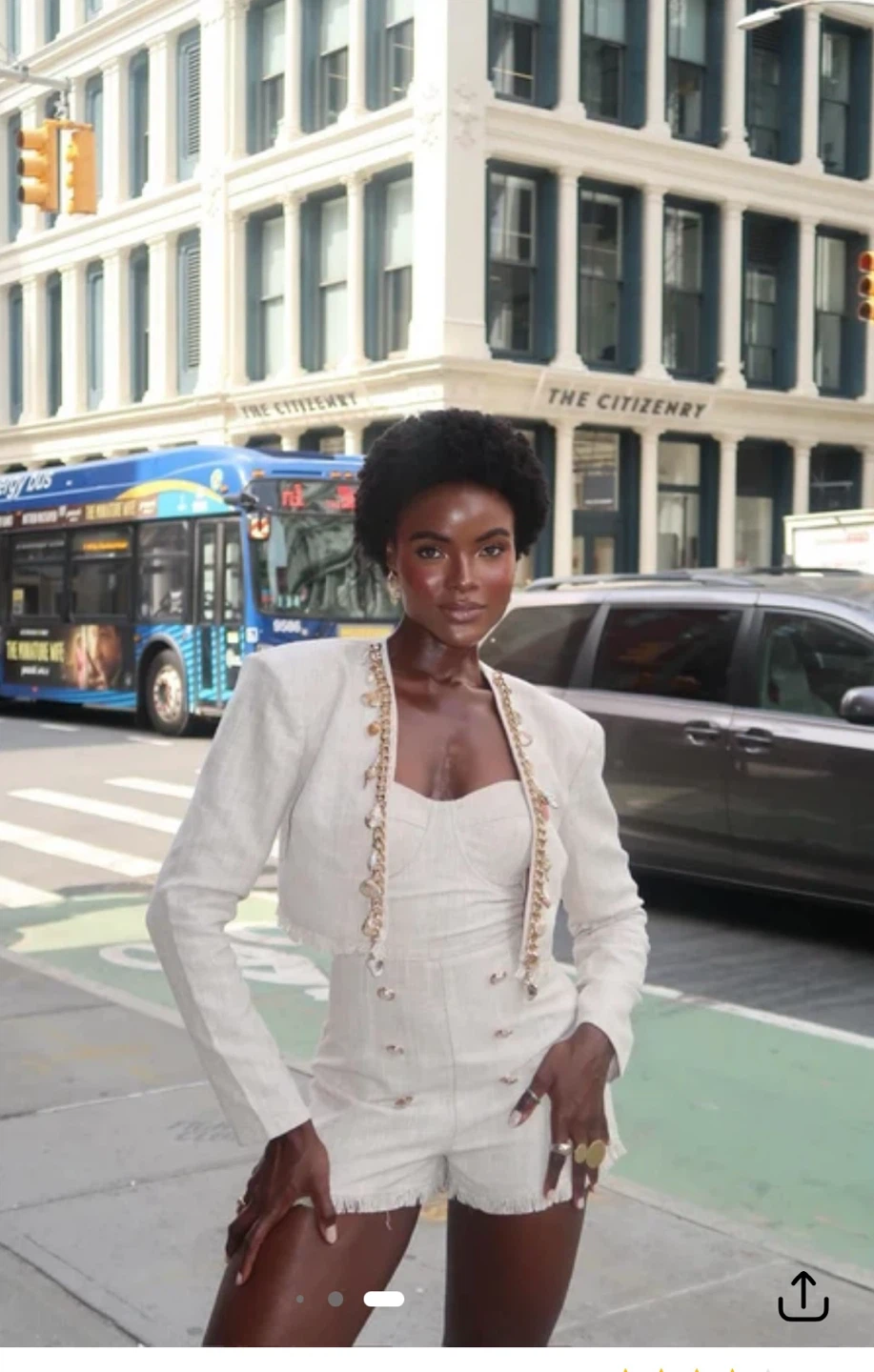 St Barts Cropped Blazer And Romper Set - Beige - photo 3