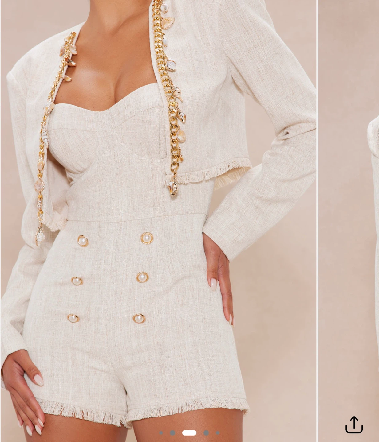 St Barts Cropped Blazer And Romper Set - Beige - photo 4