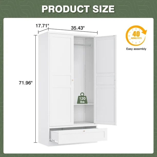AUHUP 71" Armoire Wardrobe Closet with 1 Drawers - photo 2