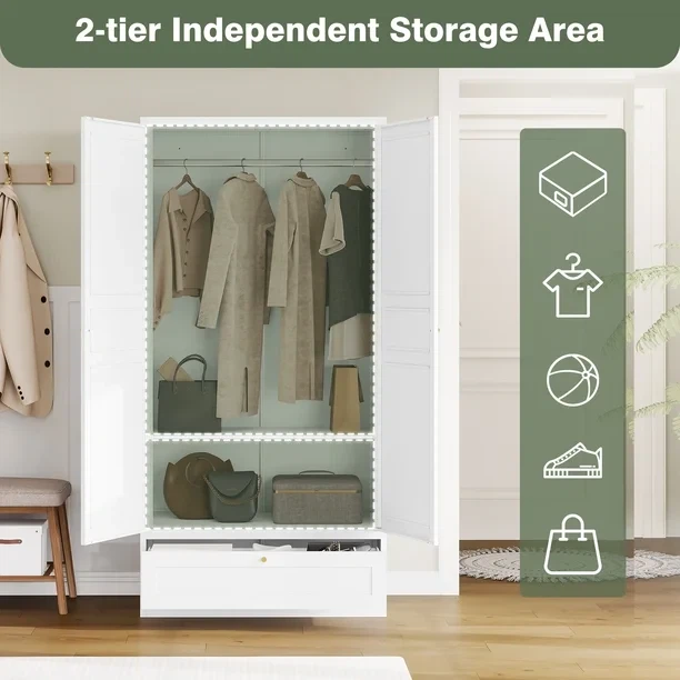 AUHUP 71" Armoire Wardrobe Closet with 1 Drawers - photo 4