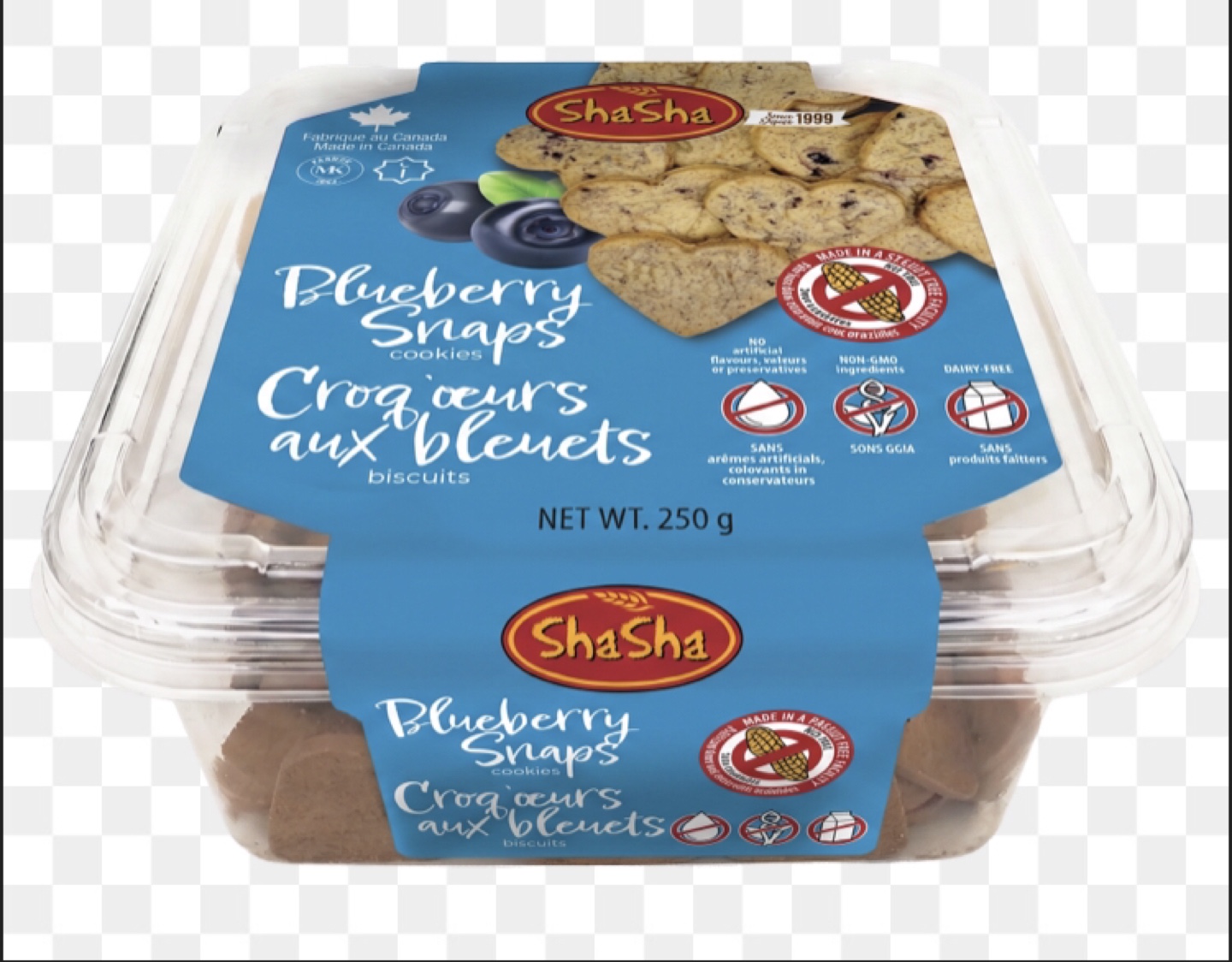 ShaSha brand Blueberry Snaps - Natural, non-GMO, Dairy-free