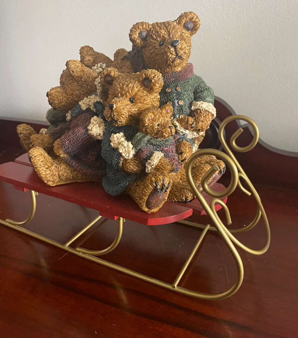 Christmas Teddy Bear Sleigh Decor