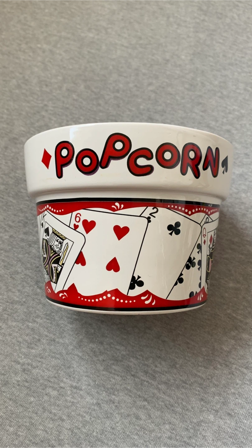 Vintage Playing Card Ceramic Popcorn Bowl