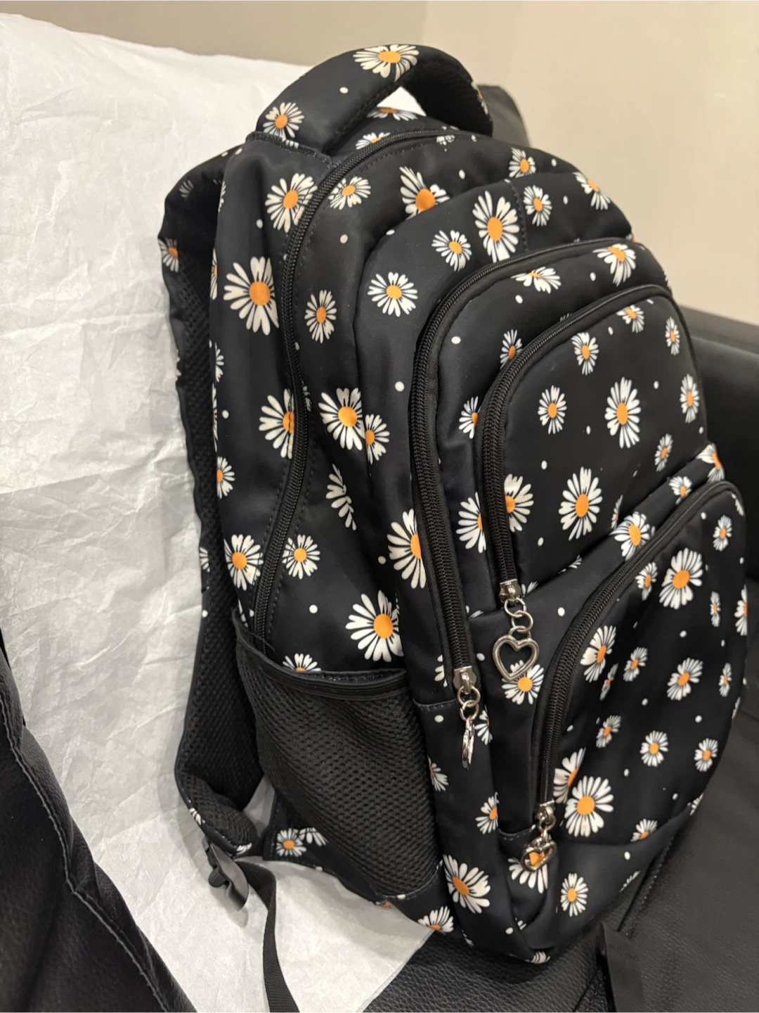 Black Daisy Print Backpack - photo 2