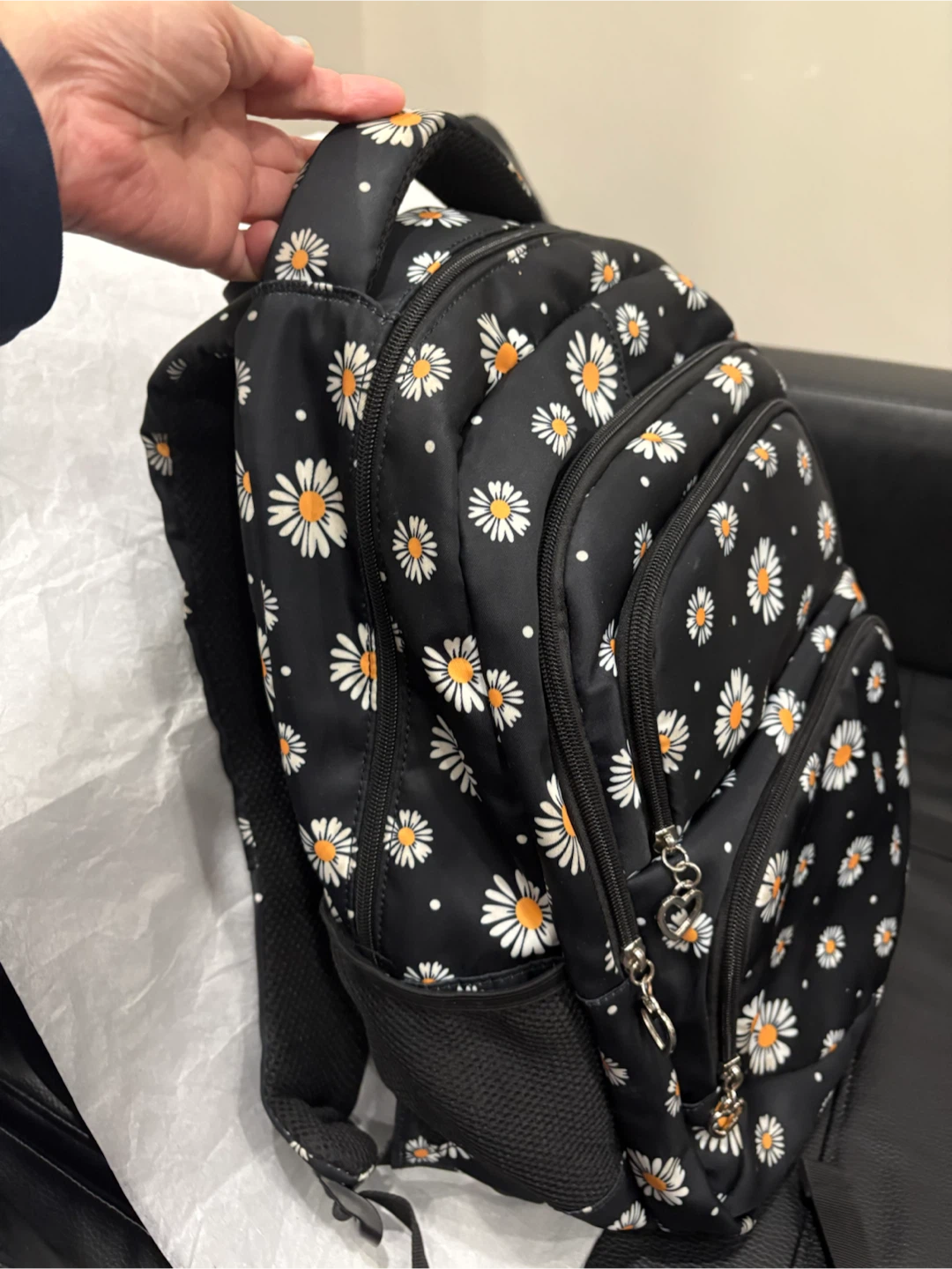 Black Daisy Print Backpack - photo 4