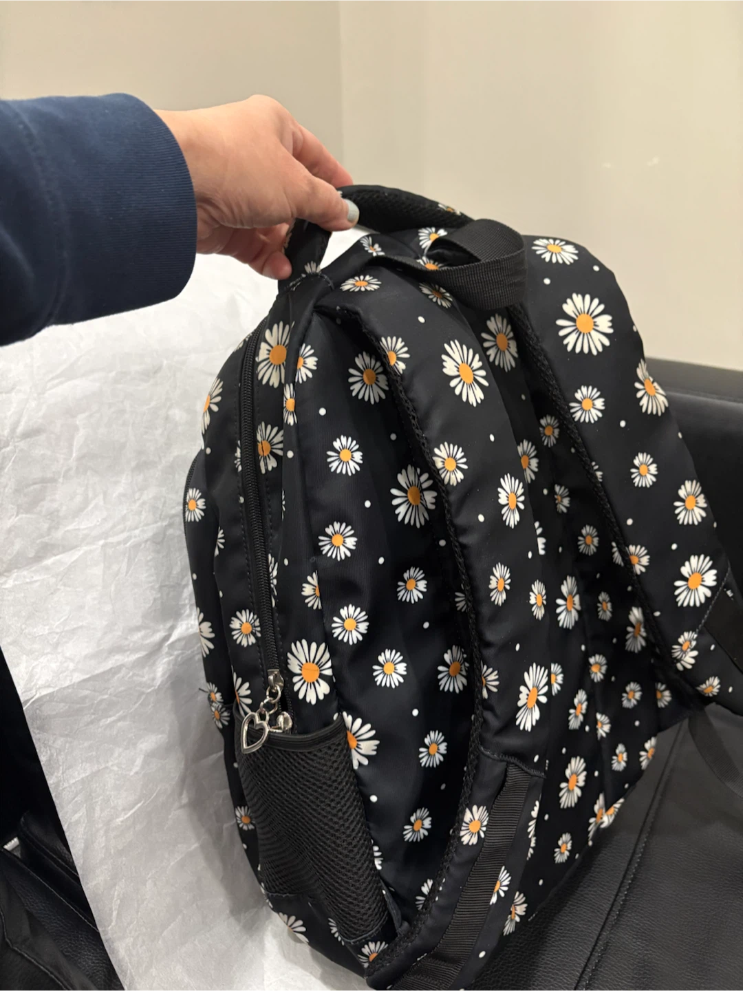 Black Daisy Print Backpack - photo 5