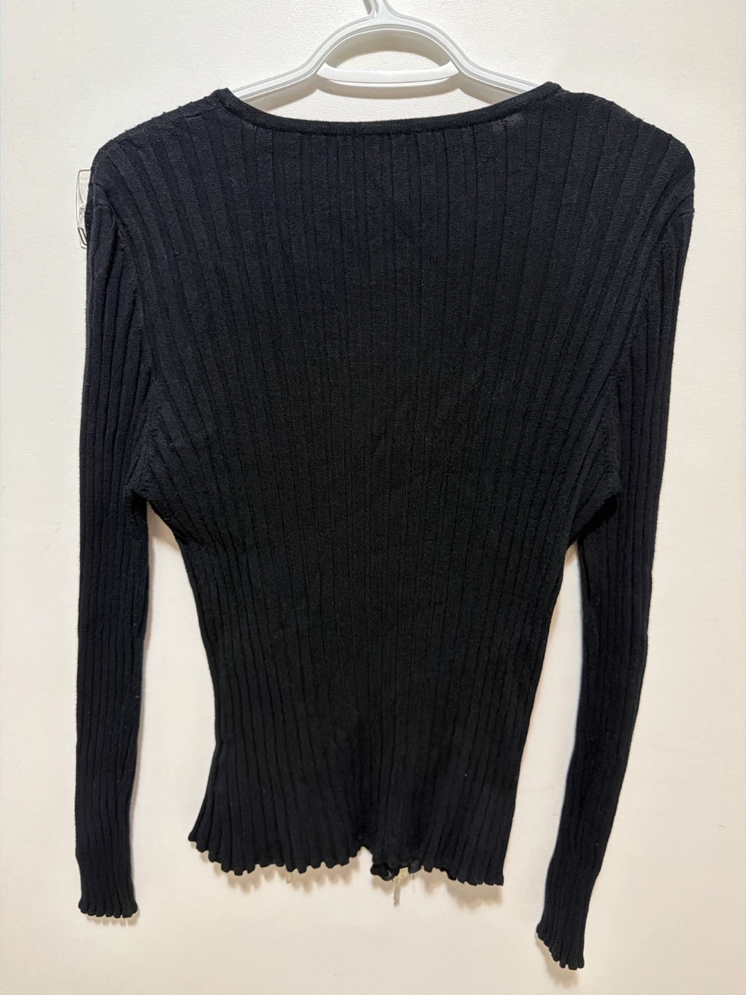 Alison Sheri Black Ribbed Sweater with Zipper Detail - photo 5