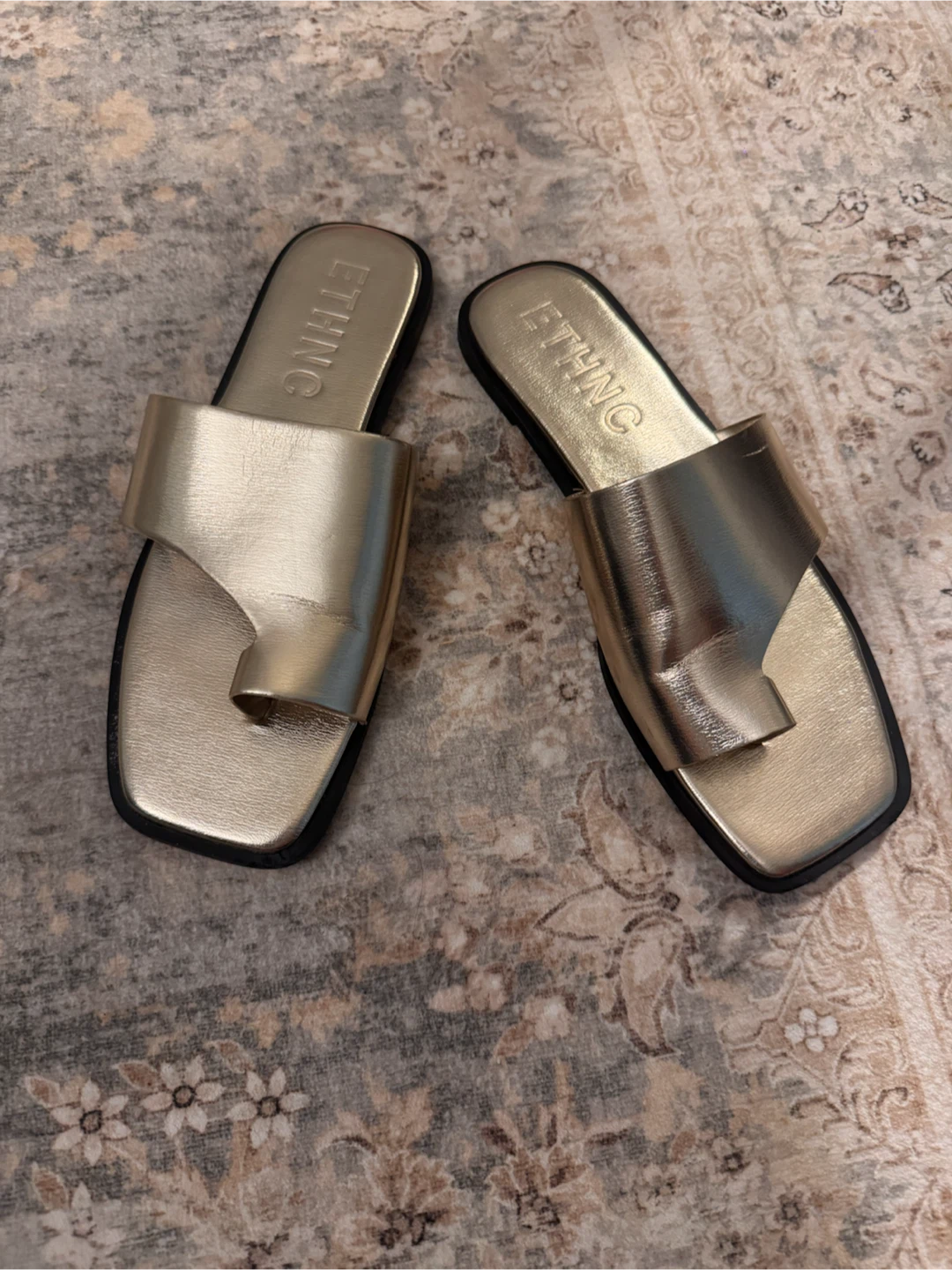 ETHNC Gold Slide Sandals
