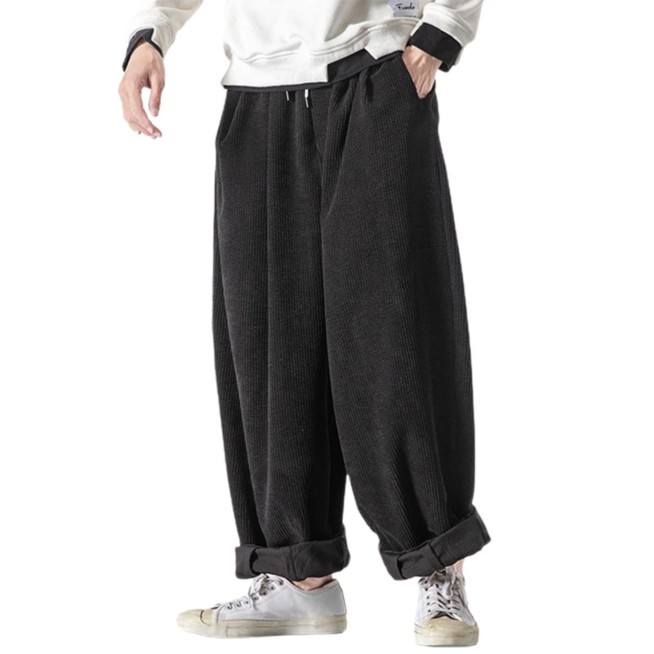 Black Corduroy Wide-Leg Trousers - photo 3