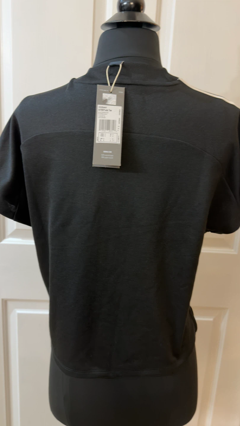 Adidas Black Short-Sleeve Tee with White Three-Stripes - photo 2