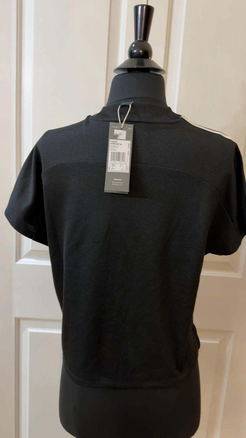 Adidas Black Short-Sleeve Tee with White Three-Stripes - photo 3