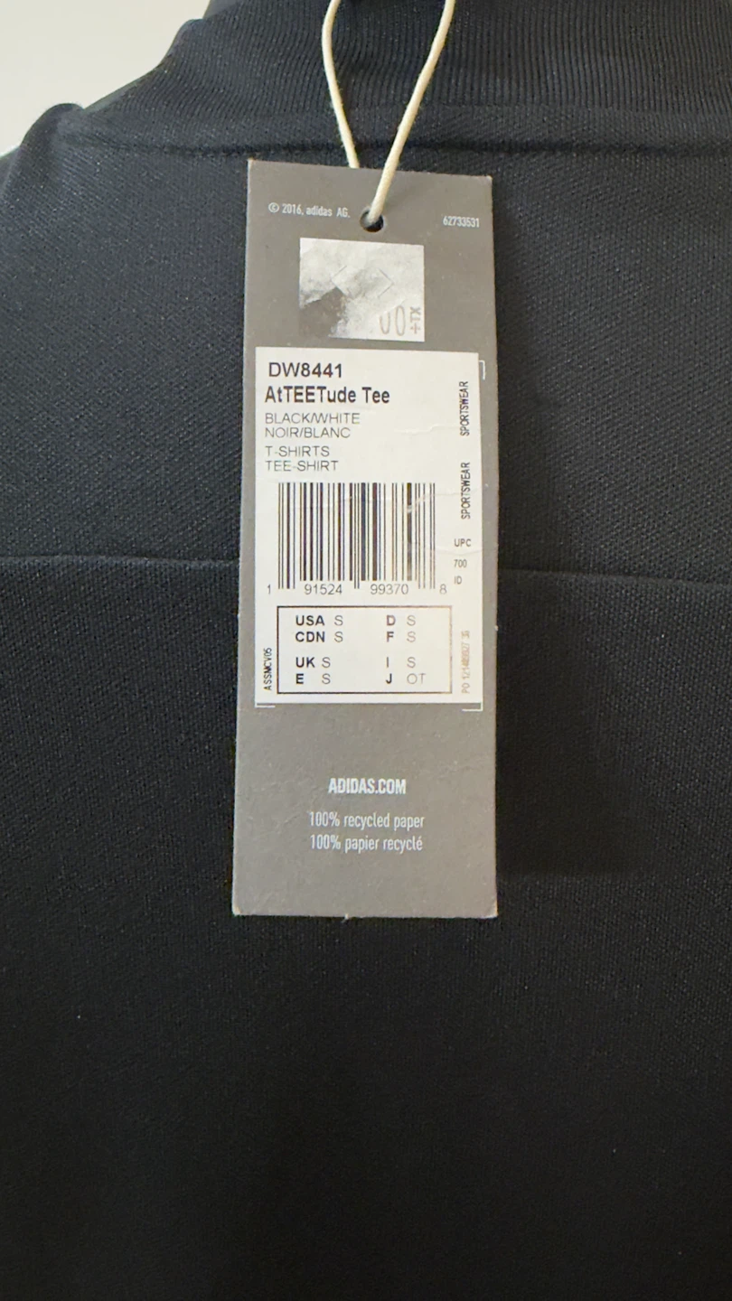 Adidas Black Short-Sleeve Tee with White Three-Stripes - photo 4