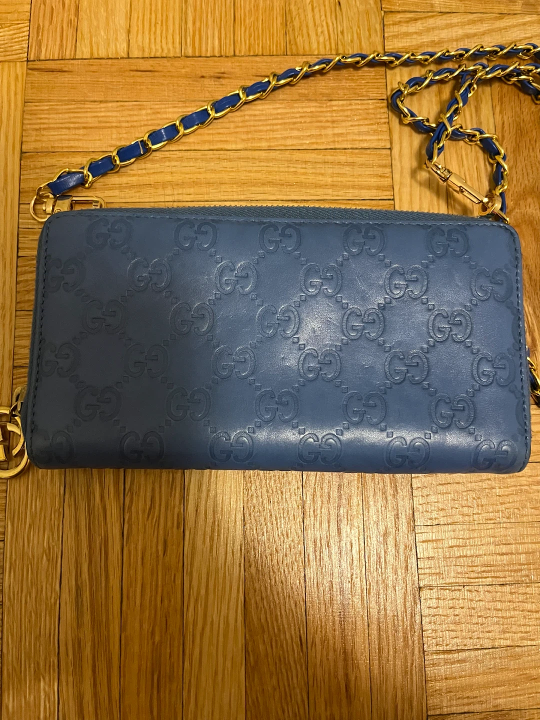 Authentic Gucci Blue Microguccissima Wallet on Chain - photo 2
