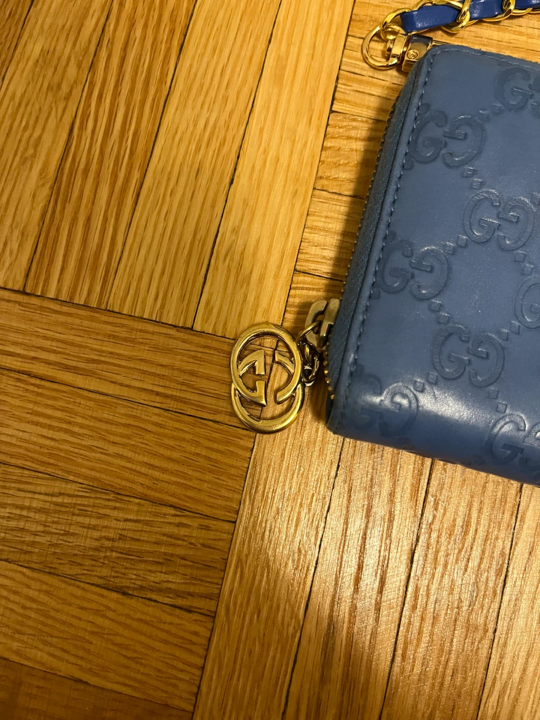 Authentic Gucci Blue Microguccissima Wallet on Chain - photo 3