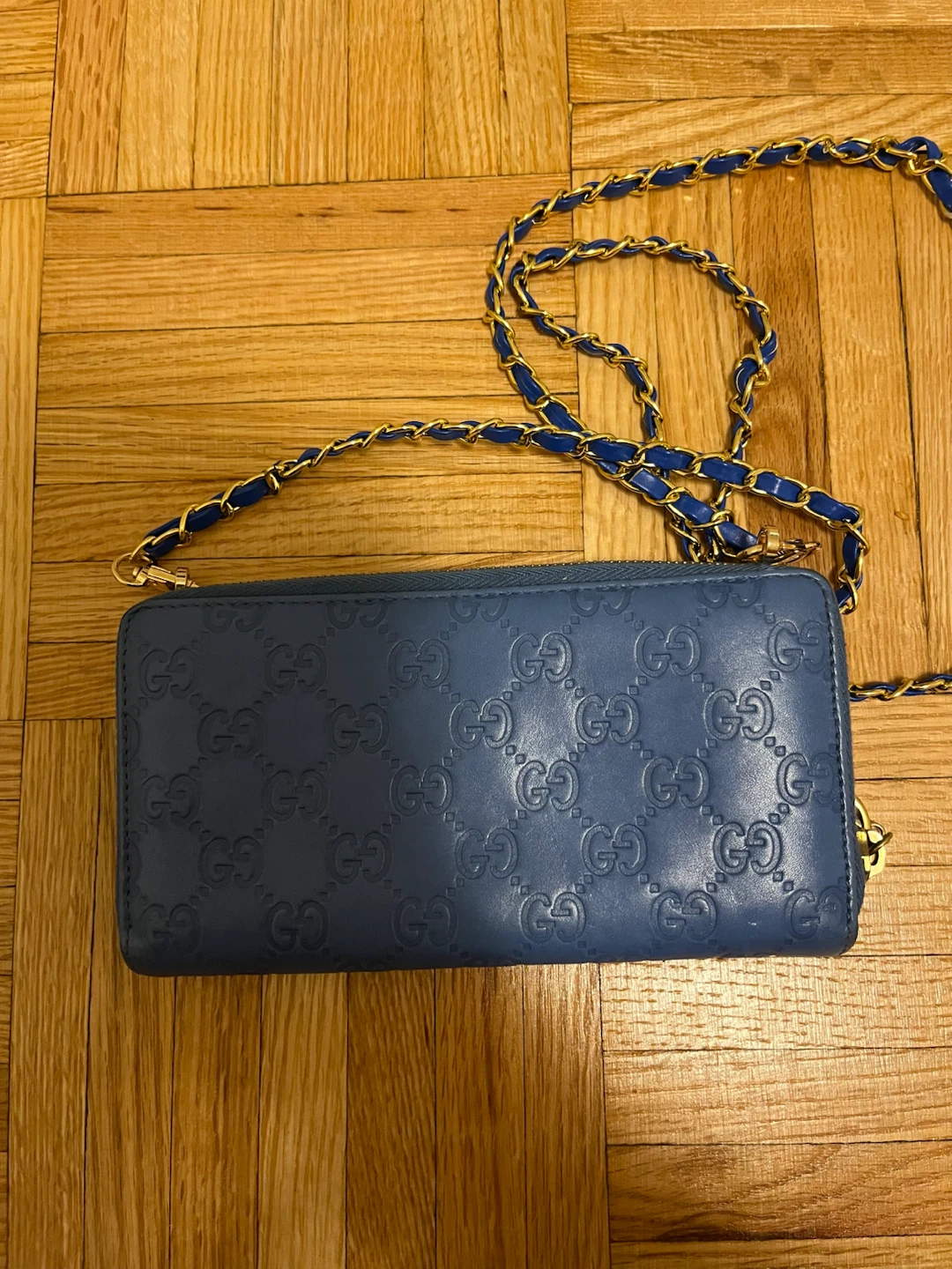 Authentic Gucci Blue Microguccissima Wallet on Chain - photo 4