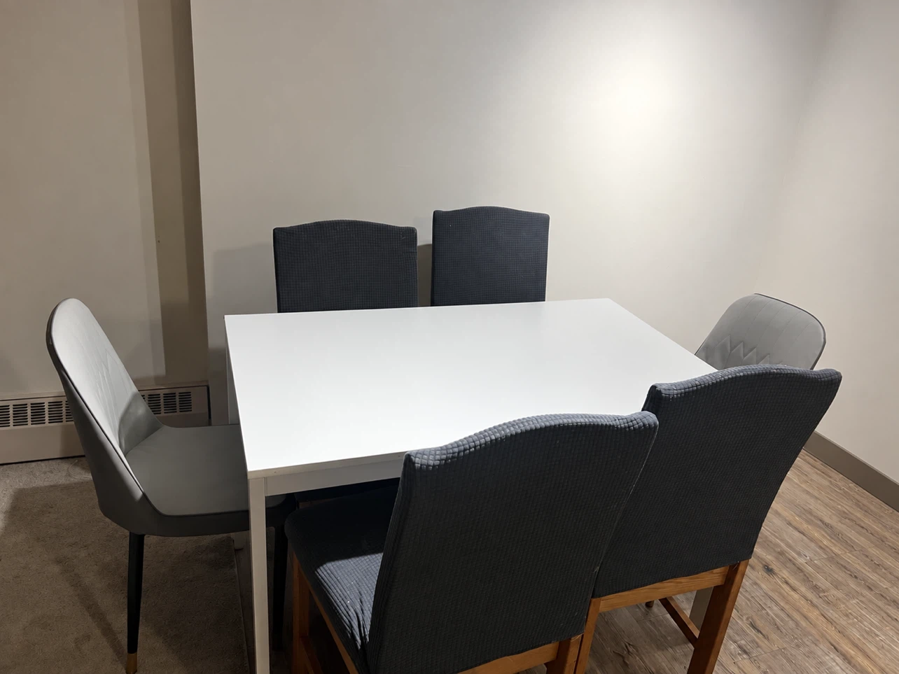 White Extendable Dining Table with 6 Chairs - photo 2