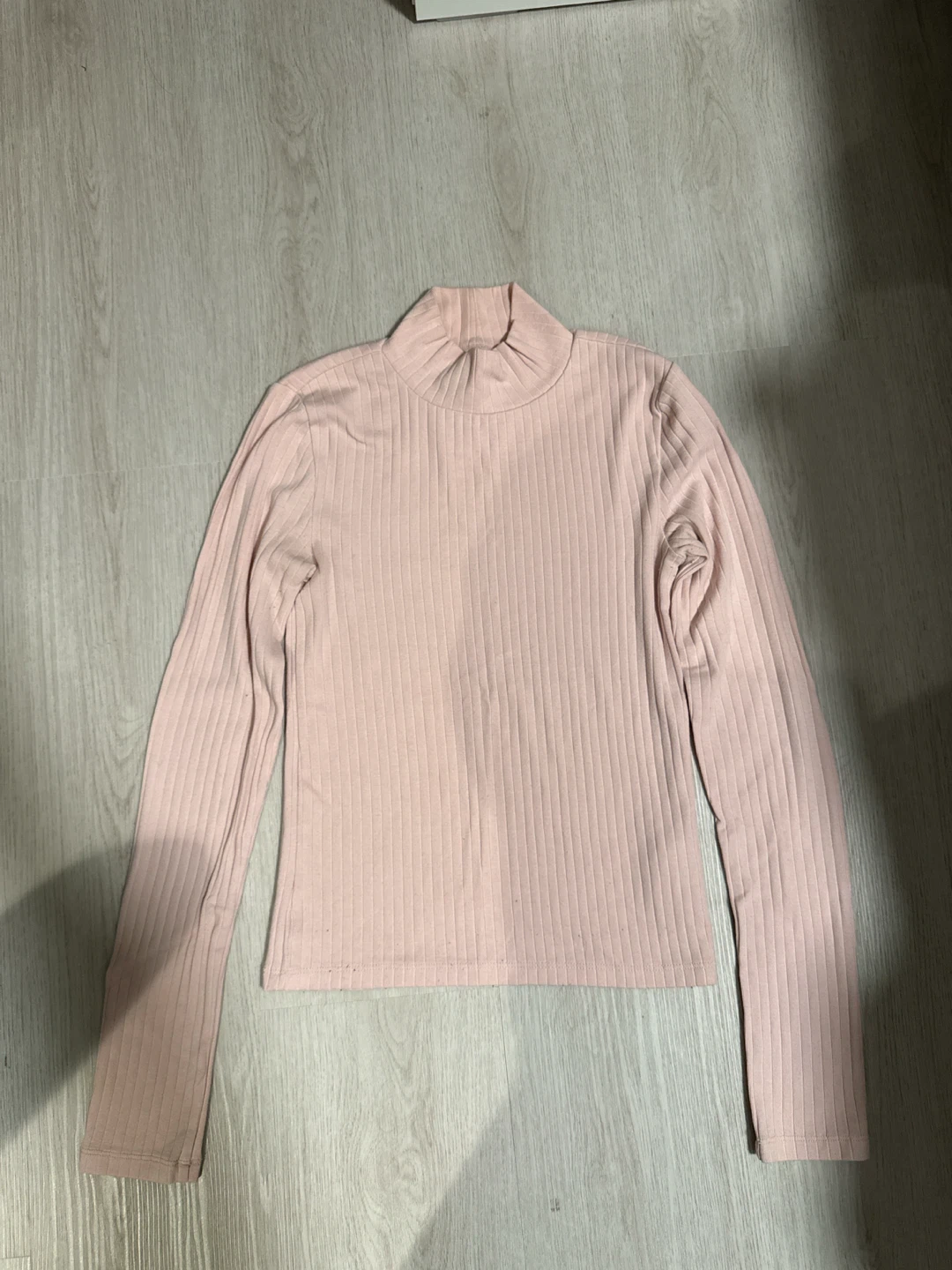 Pink Ribbed Mock Neck Long Sleeve Top from Gap
