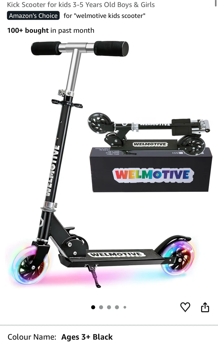 Welmotive Kids Kick Scooter Black  K3