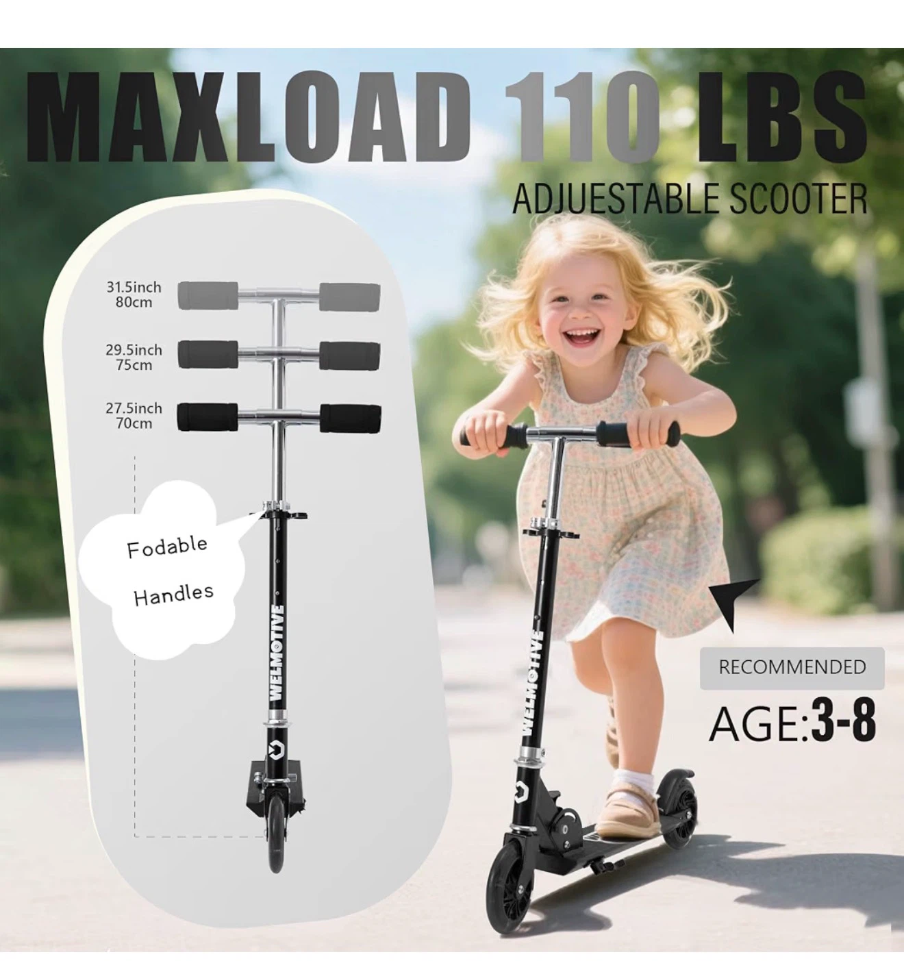 Welmotive Kids Kick Scooter Black  K3 - photo 2