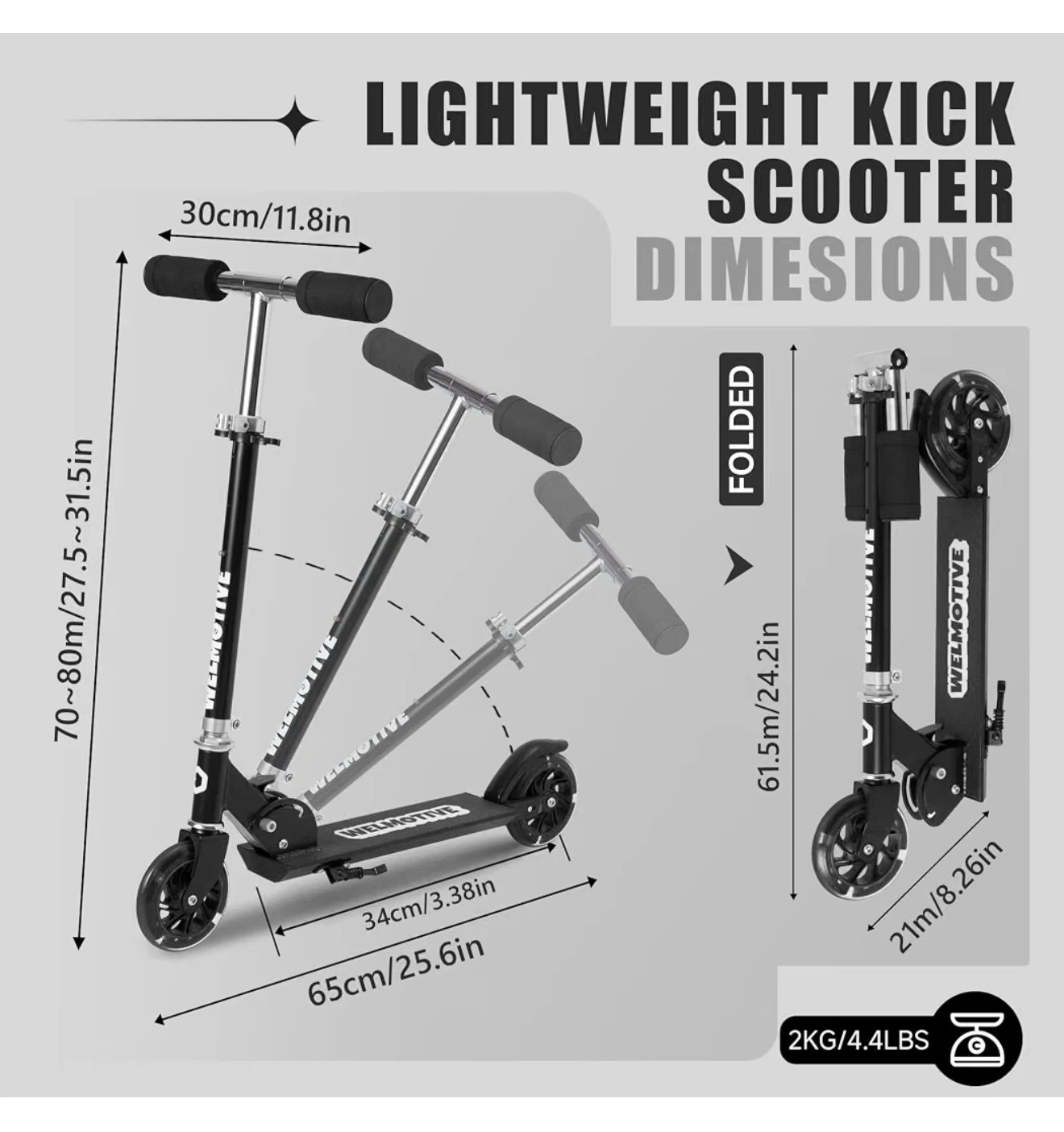 Welmotive Kids Kick Scooter Black  K3 - photo 3
