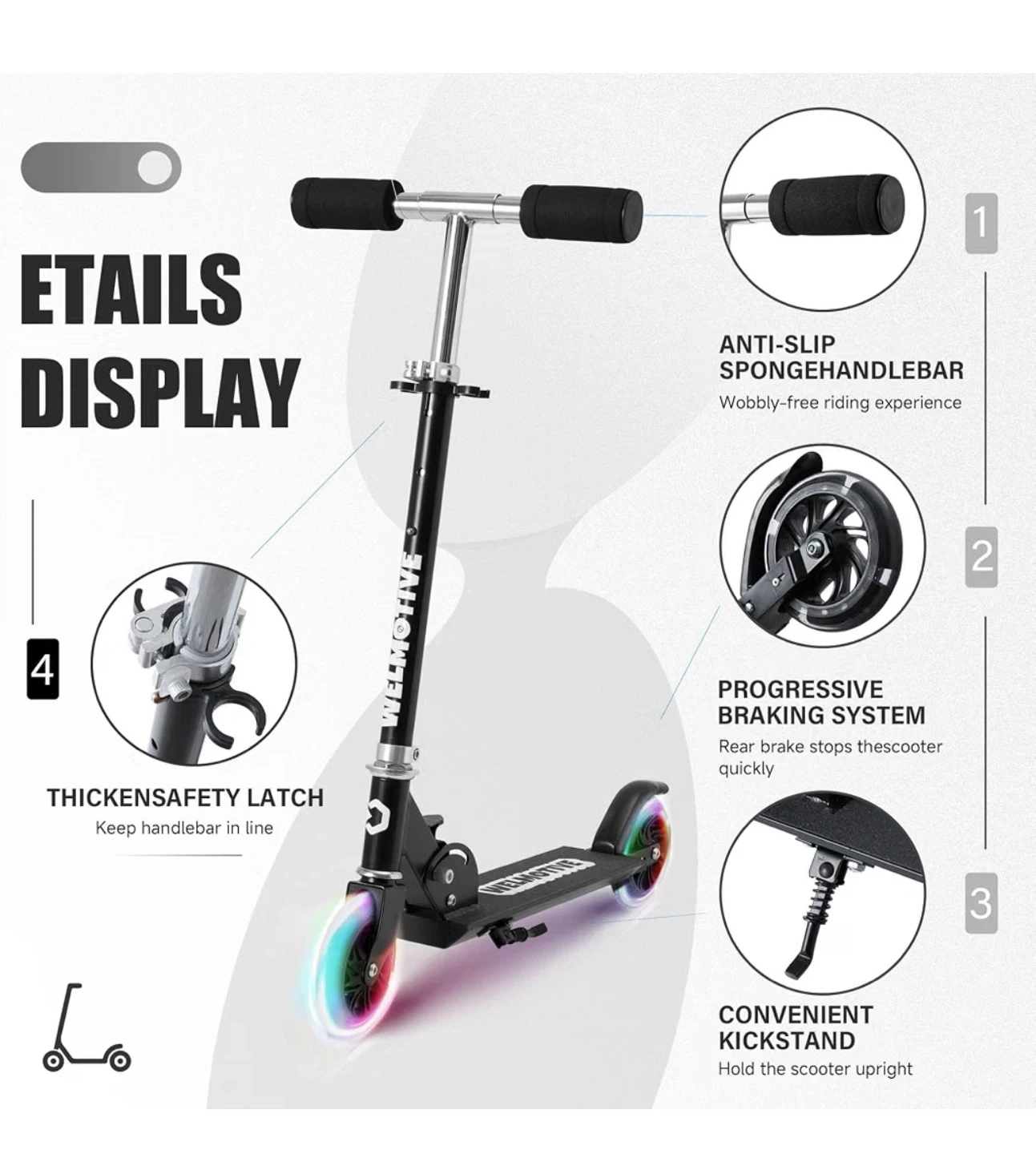 Welmotive Kids Kick Scooter Black  K3 - photo 4