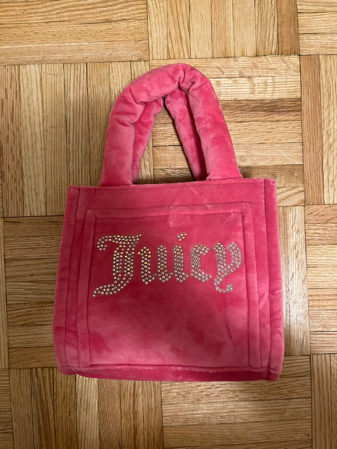 Juicy Couture Pink Velour Rhinestone Tote Bag