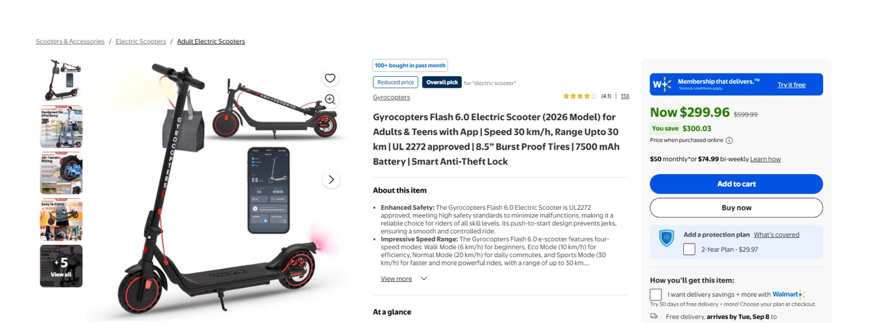 Gyrocopters Flash 6.0 Electric Scooter