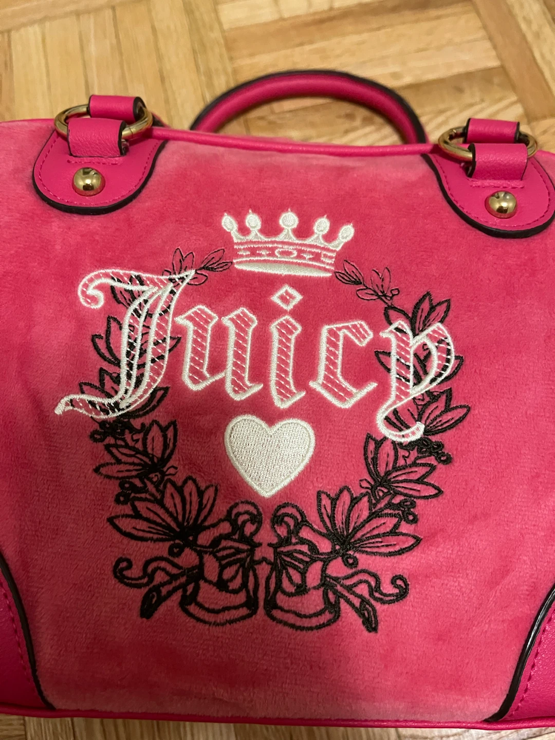 Juicy Couture Heritage Pink Velour Satchel Bag - photo 2