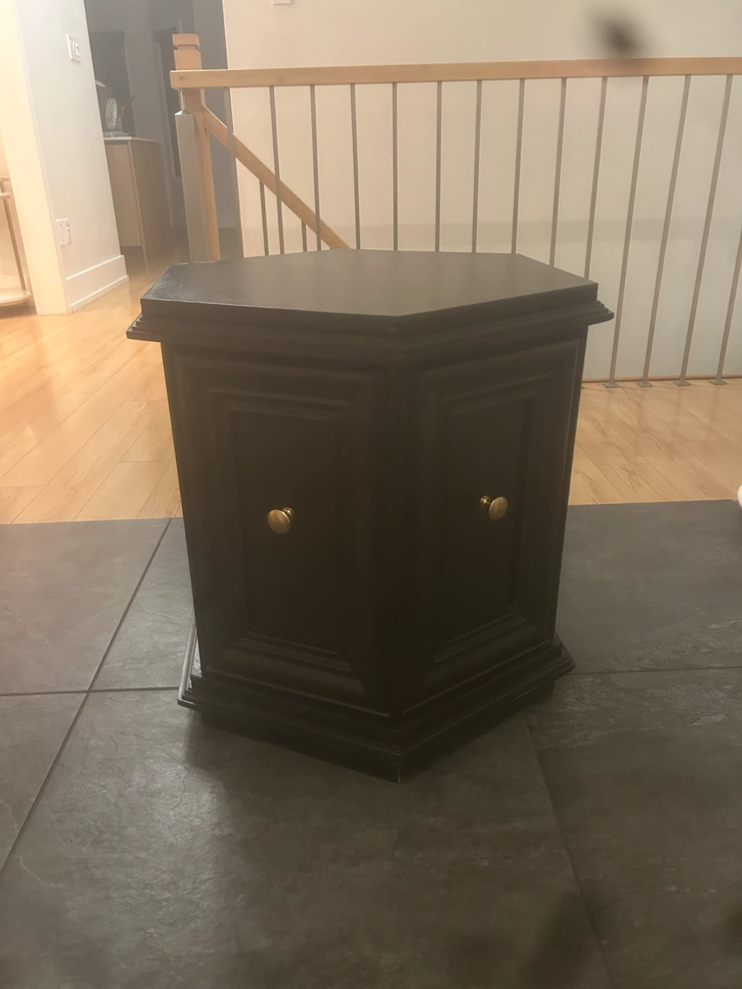 Beautiful Black Hexagonal Side Table with Gold Knobs - photo 2