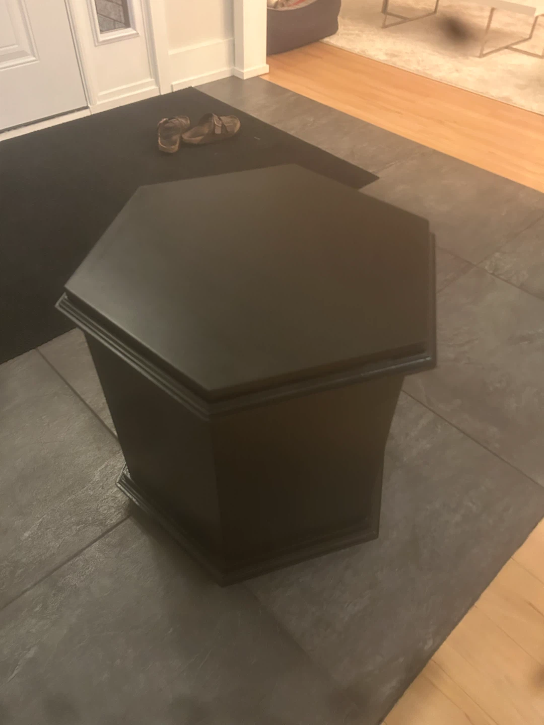 Beautiful Black Hexagonal Side Table with Gold Knobs - photo 3