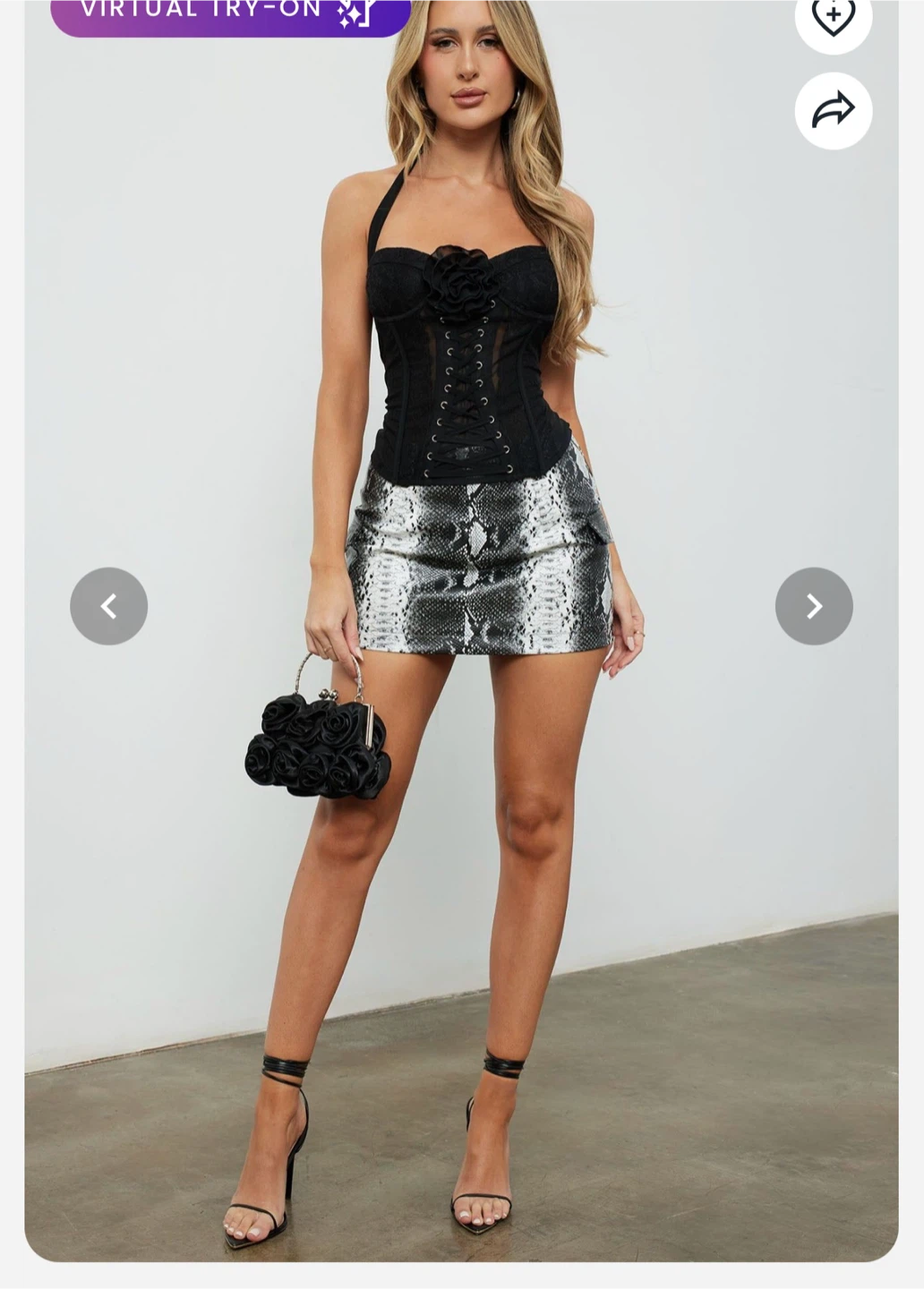 Black Lace Corset with Rose Detail