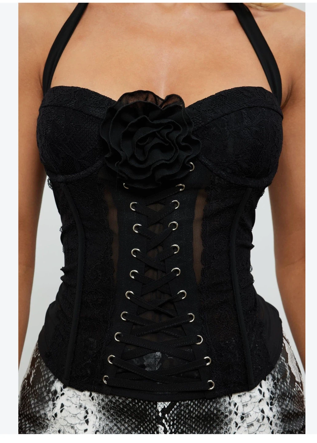 Black Lace Corset with Rose Detail - photo 2