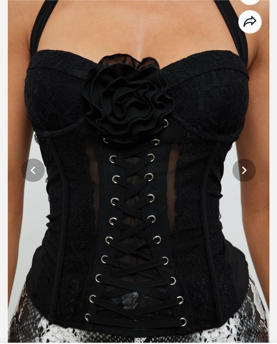 Black Lace Corset with Rose Detail - photo 3