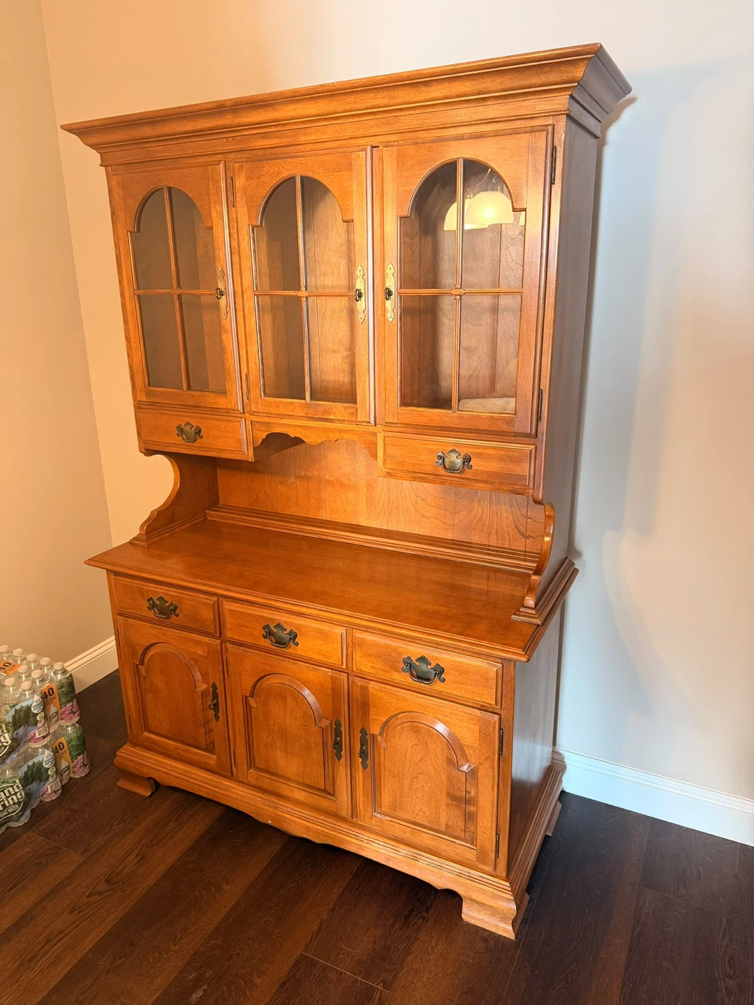 Wooden Hutch with Glass Doors