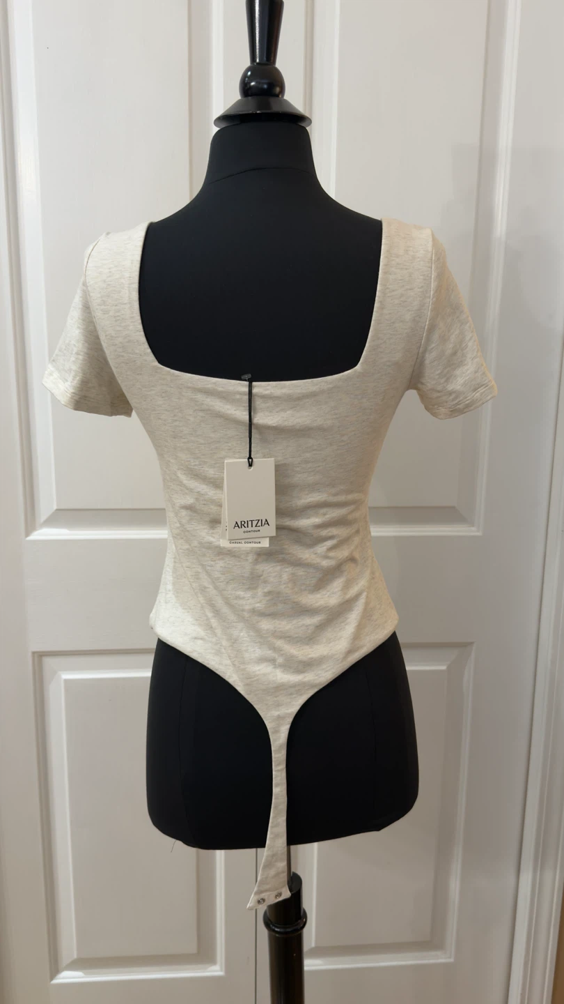 Aritzia Squareneck Bodysuit - Heather Light Oatmeal - photo 2