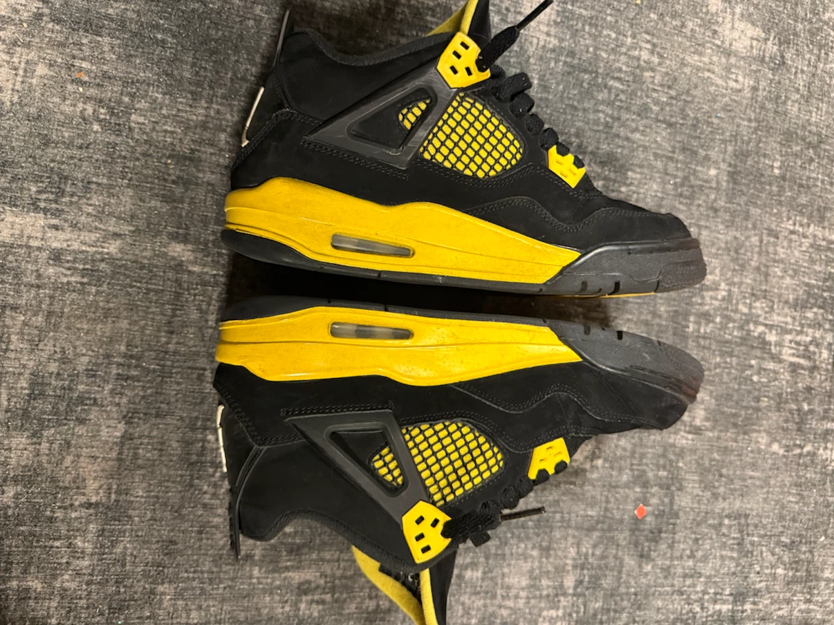 Air Jordan 4 Retro Black Yellow Sneakers - photo 3