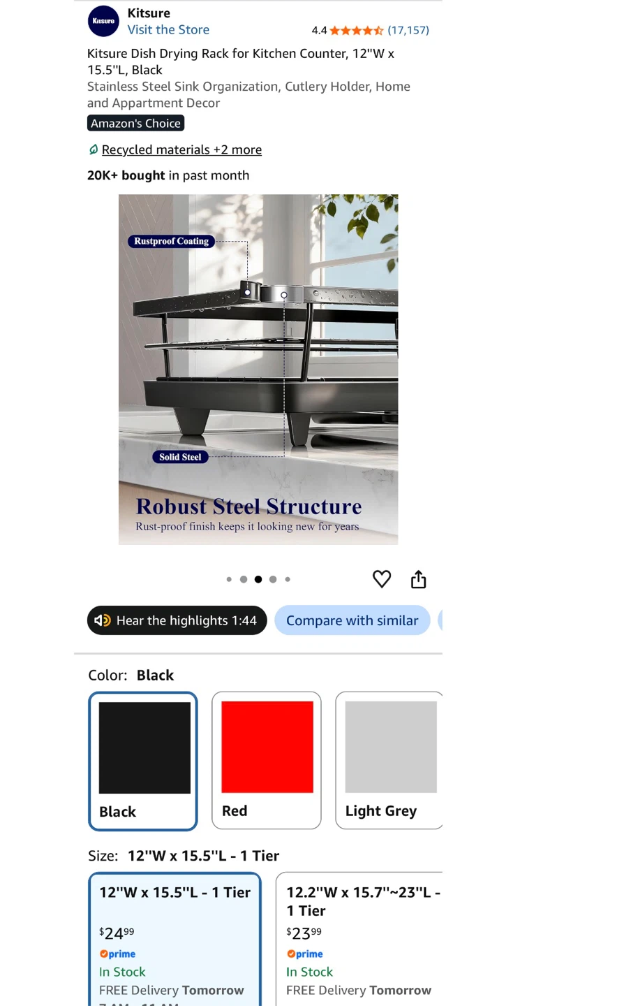 Dish Drying Rack, Black - photo 5