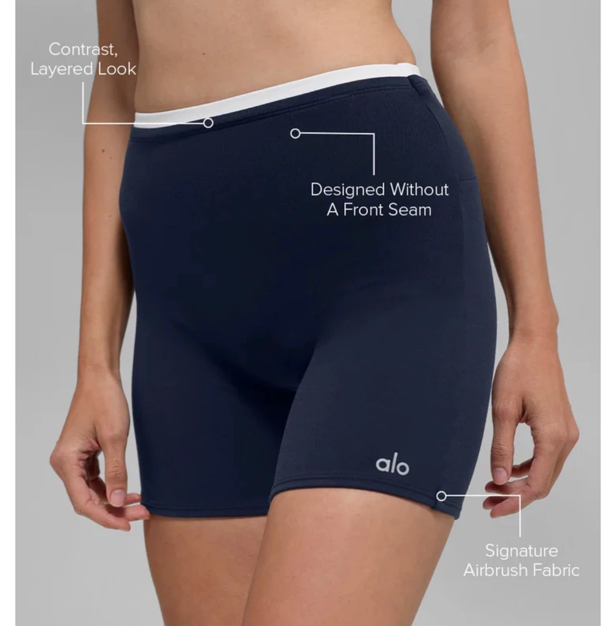 Alo Yoga Airbrush Double Up 5" Short Navy/White XS