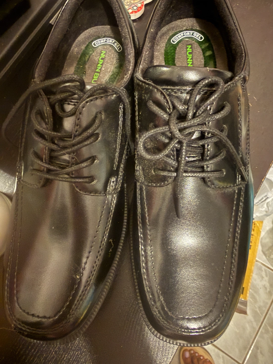 Nunn Bush Kore Mens Black Leather Comfort Gel Dress Shoes