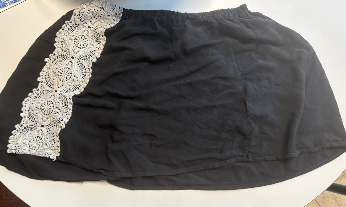 Bella Tweed black strapless top with lace detail