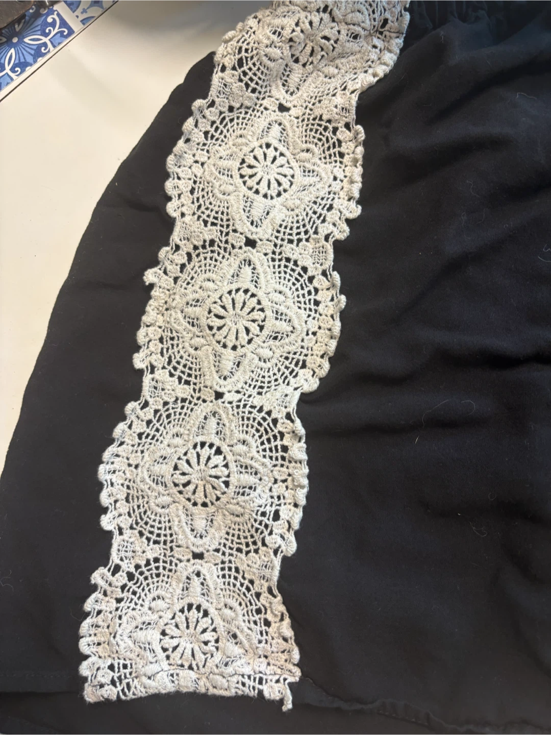Bella Tweed black strapless top with lace detail - photo 2