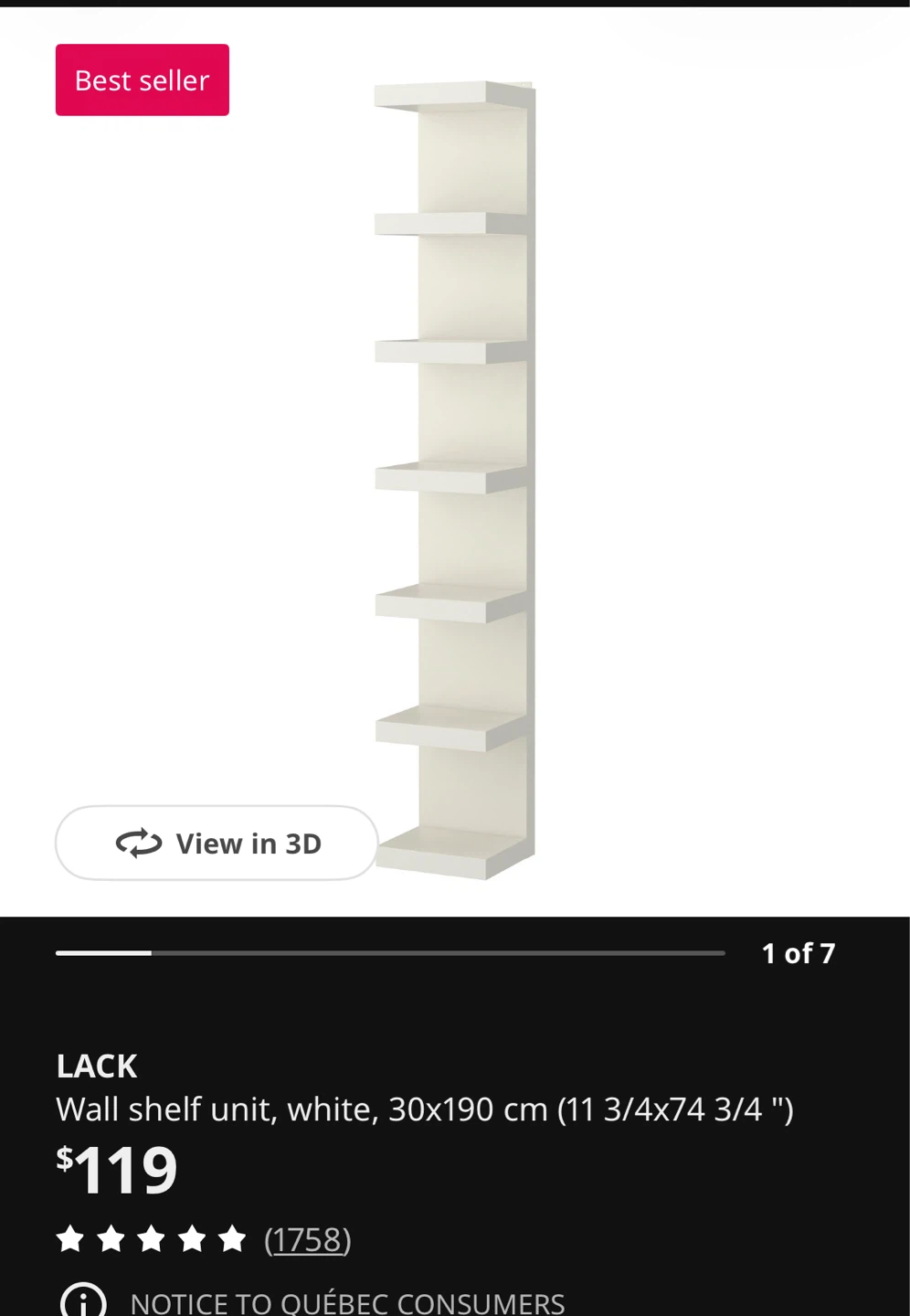 IKEA LACK Wall Shelf Unit - White