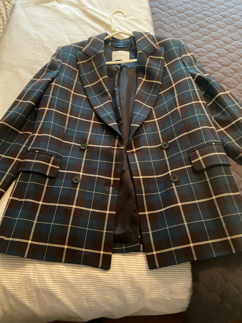Wilfred Plaid Double-Breasted Blazer - photo 3