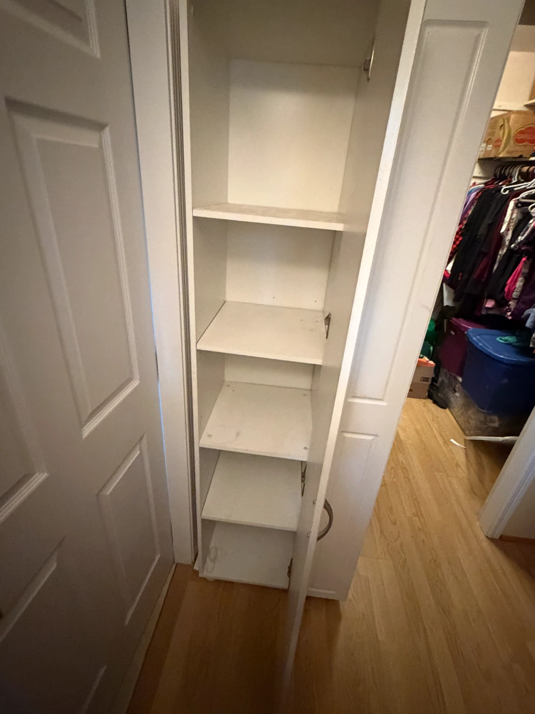 Narrow White Tall Storage Cabinet - photo 2